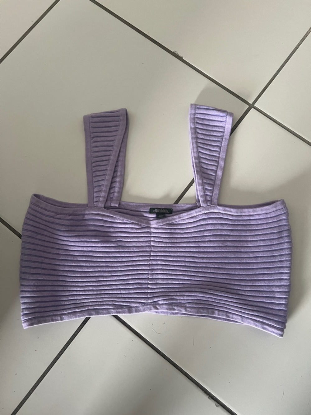 wild fable Ribbed Lavender Square-Neck Crop Top